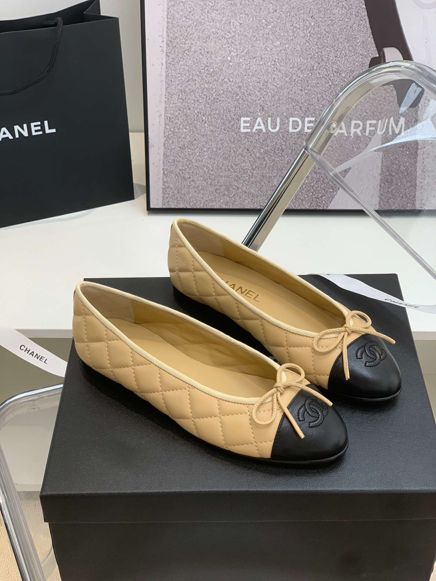 Ch**el Ballet Flats Beige For Women