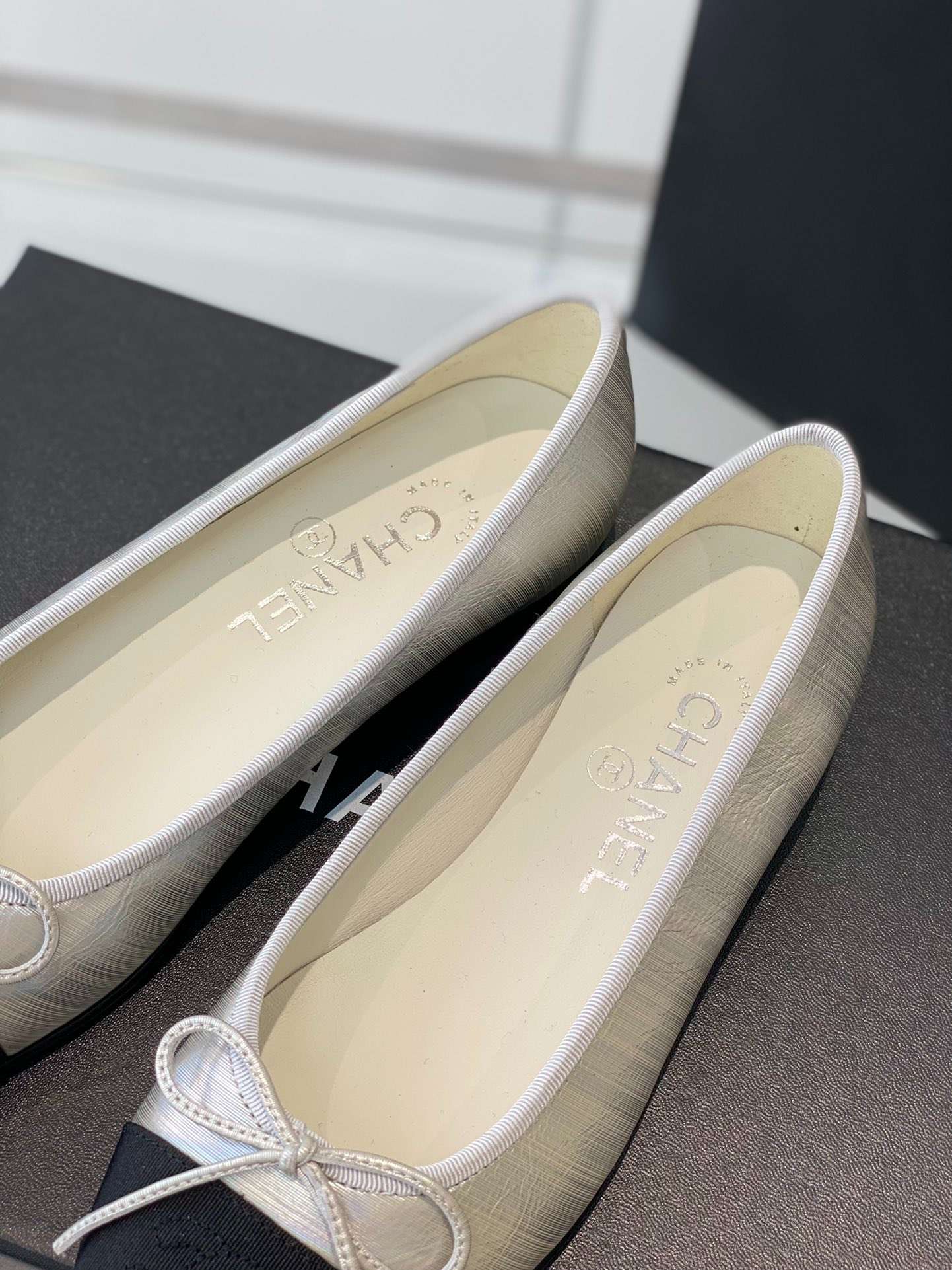 Ch**el Ballet Flats Silver For Women