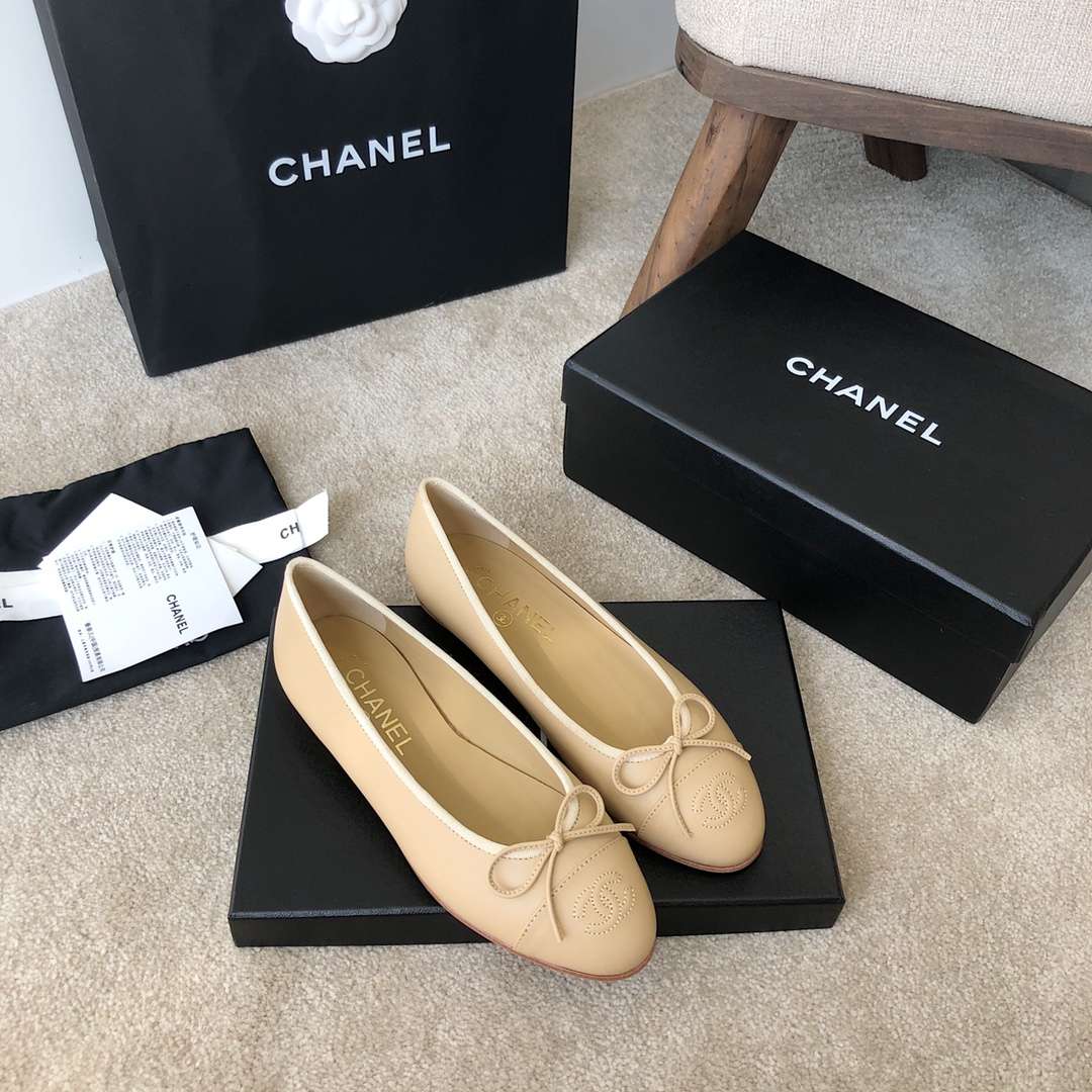 Ch**el Ballet Flats Beige For Women