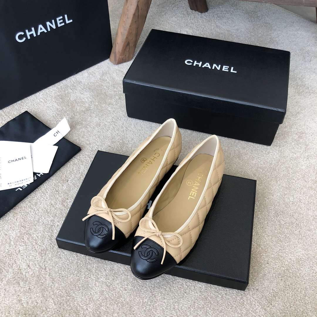 Ch**el Ballet Flats Beige For Women