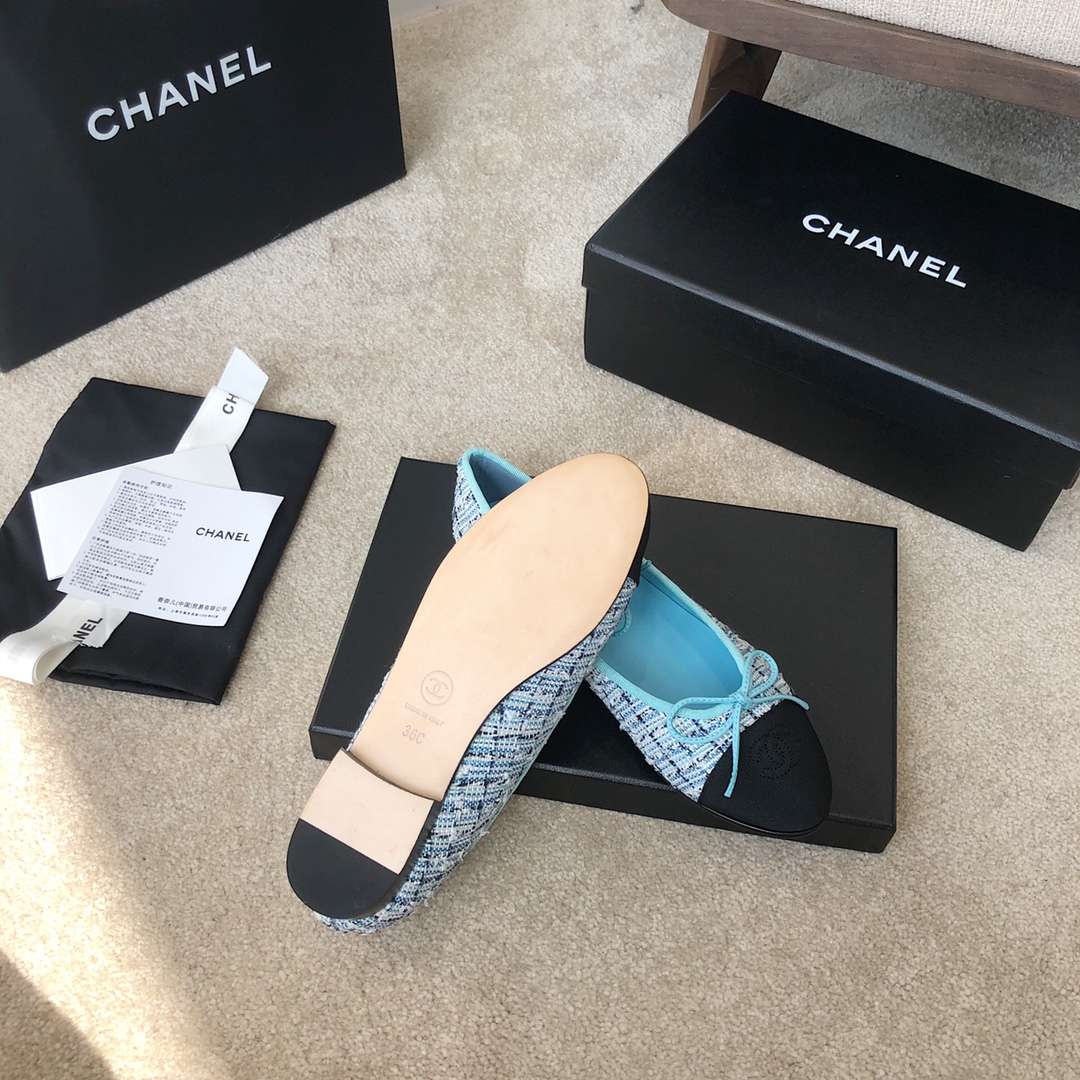 Ch**el Ballet Flats Blue For Women