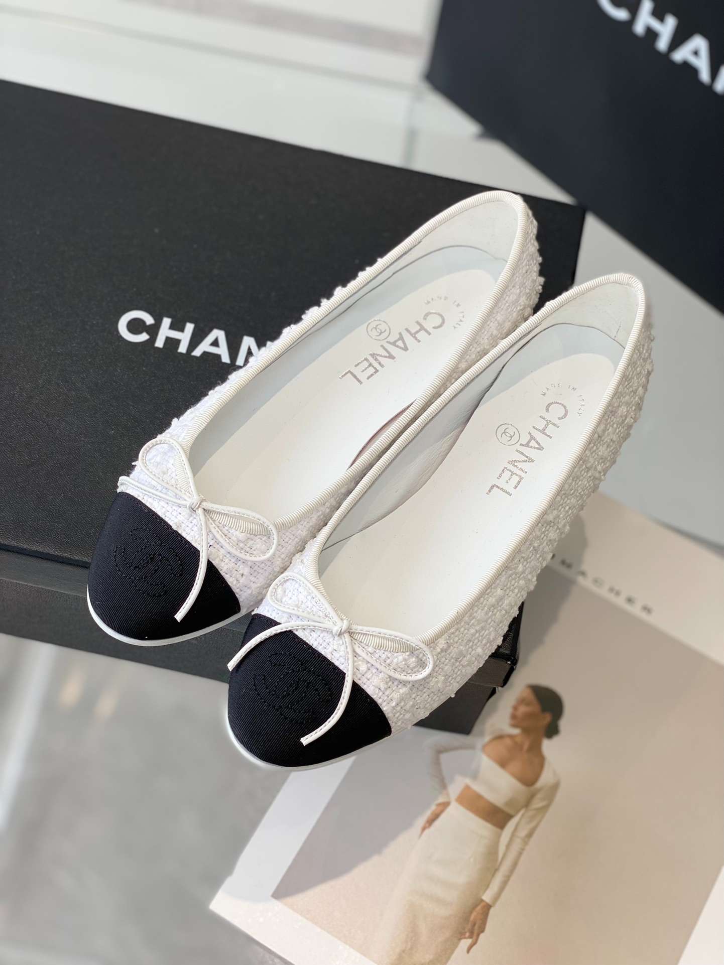 Ch**el Ballet Flats White For Women