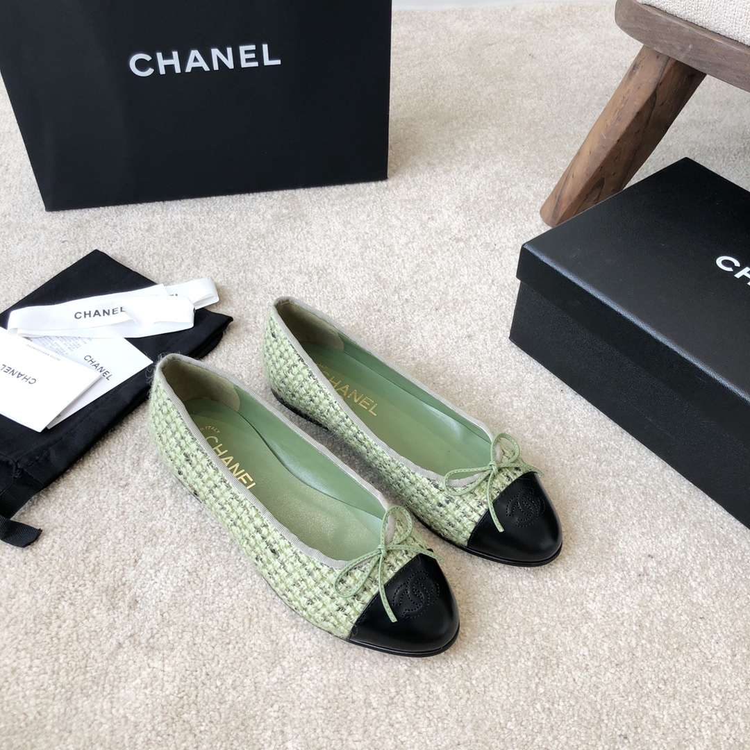 Ch**el Ballet Flats Green For Women