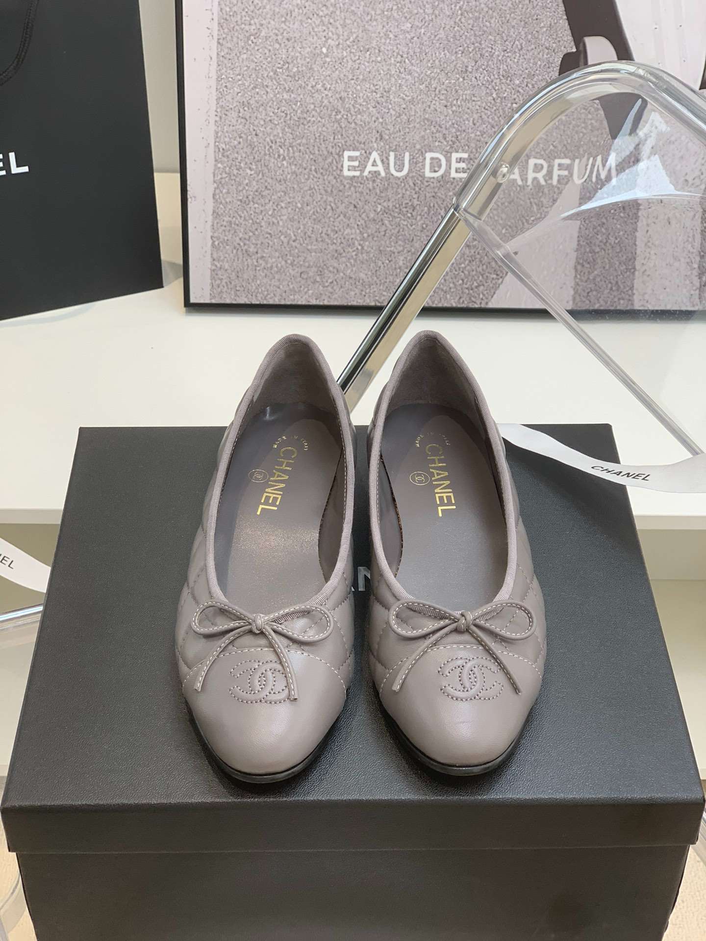 Ch**el Ballet Flats Grey For Women