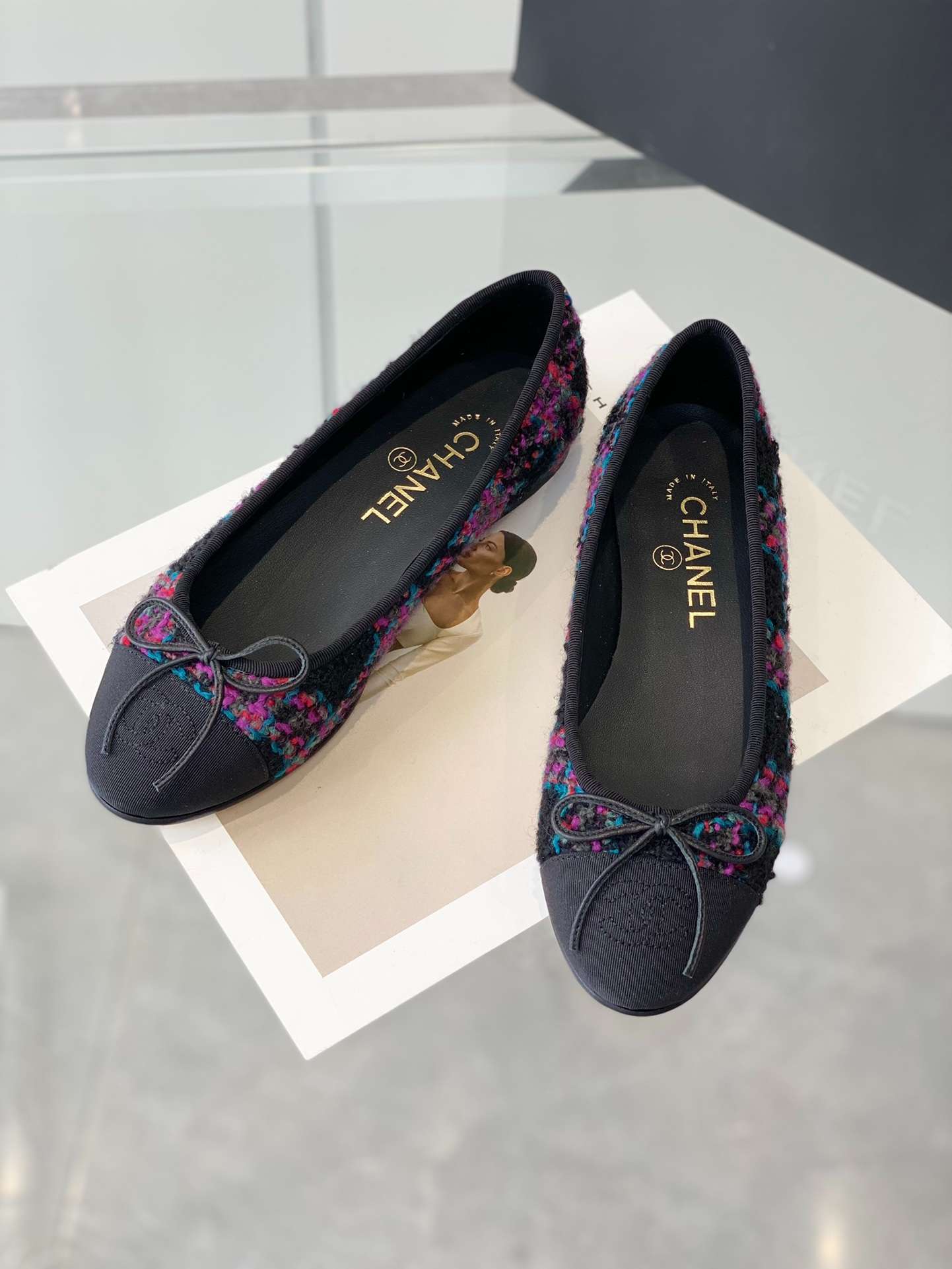 Ch**el Ballet Flats Black For Women