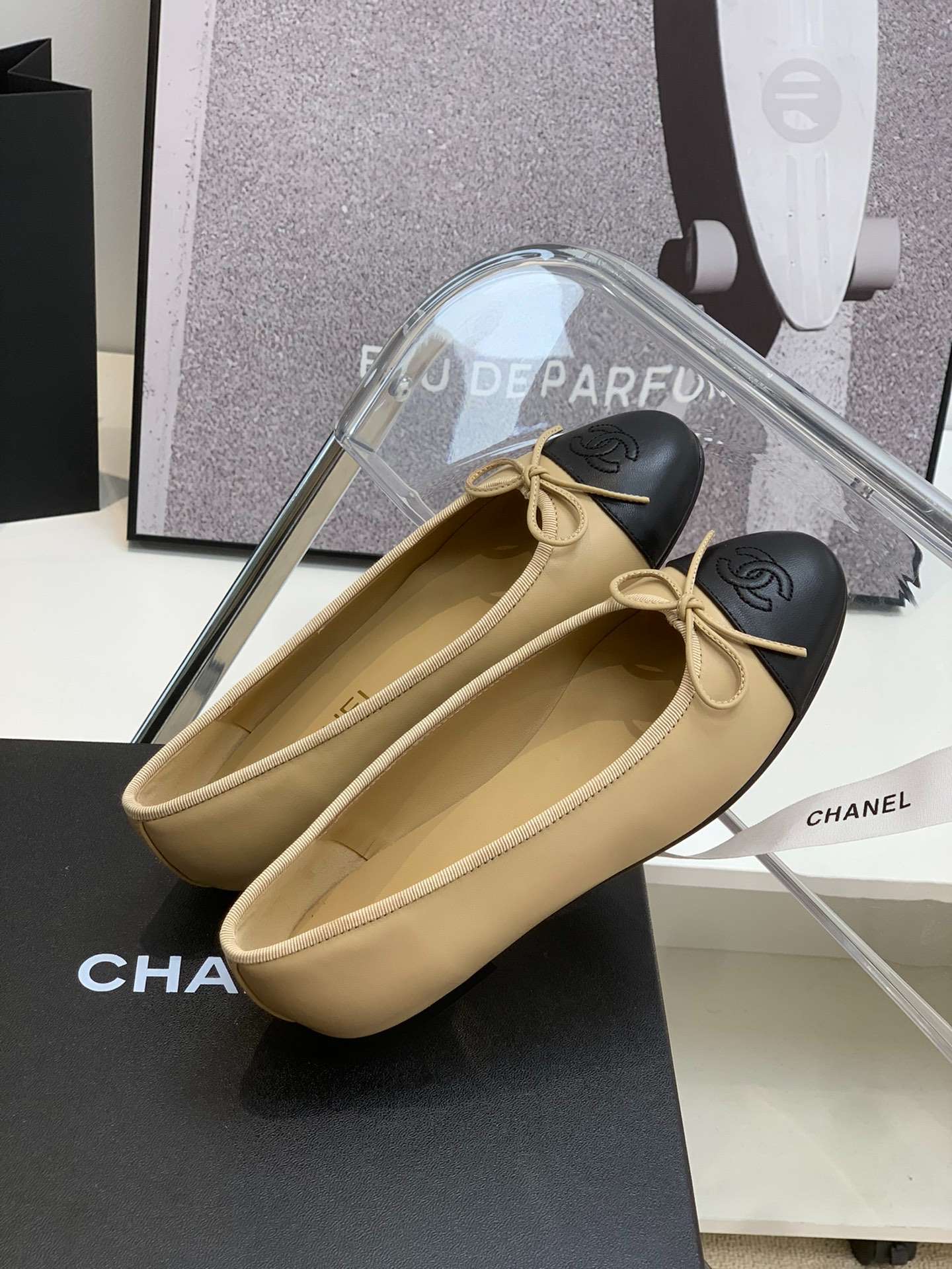 Ch**el Ballet Flats Beige For Women