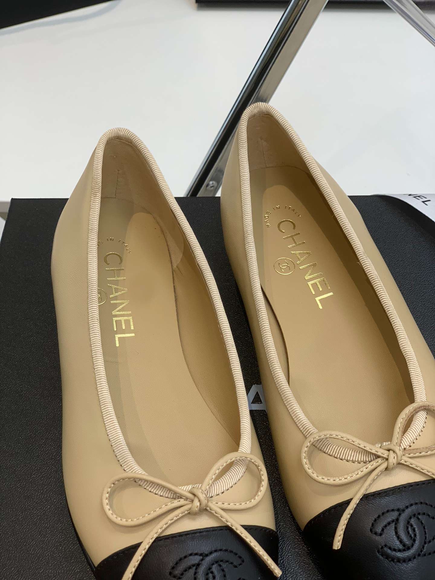 Ch**el Ballet Flats Beige For Women