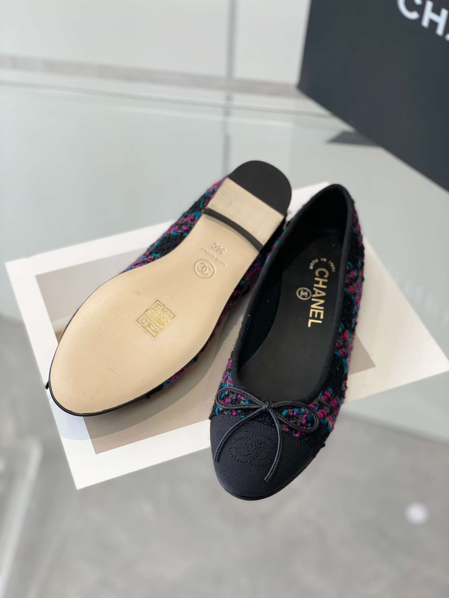 Ch**el Ballet Flats Black For Women