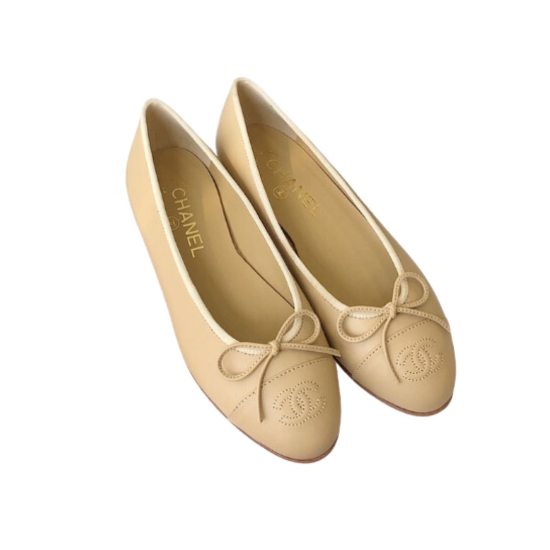 Ch**el Ballet Flats Beige For Women