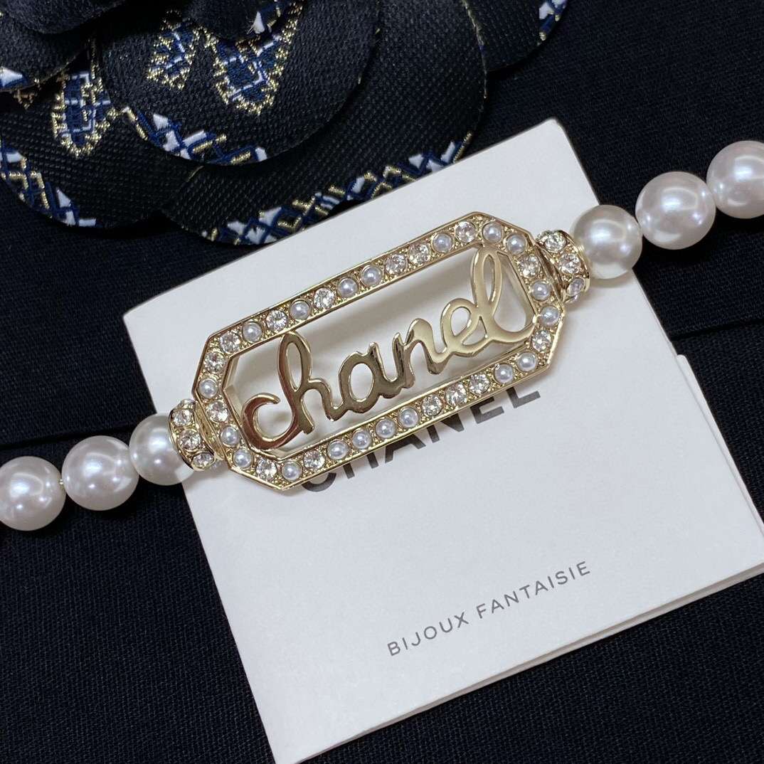 Ch**el Letter Necklace White For Women