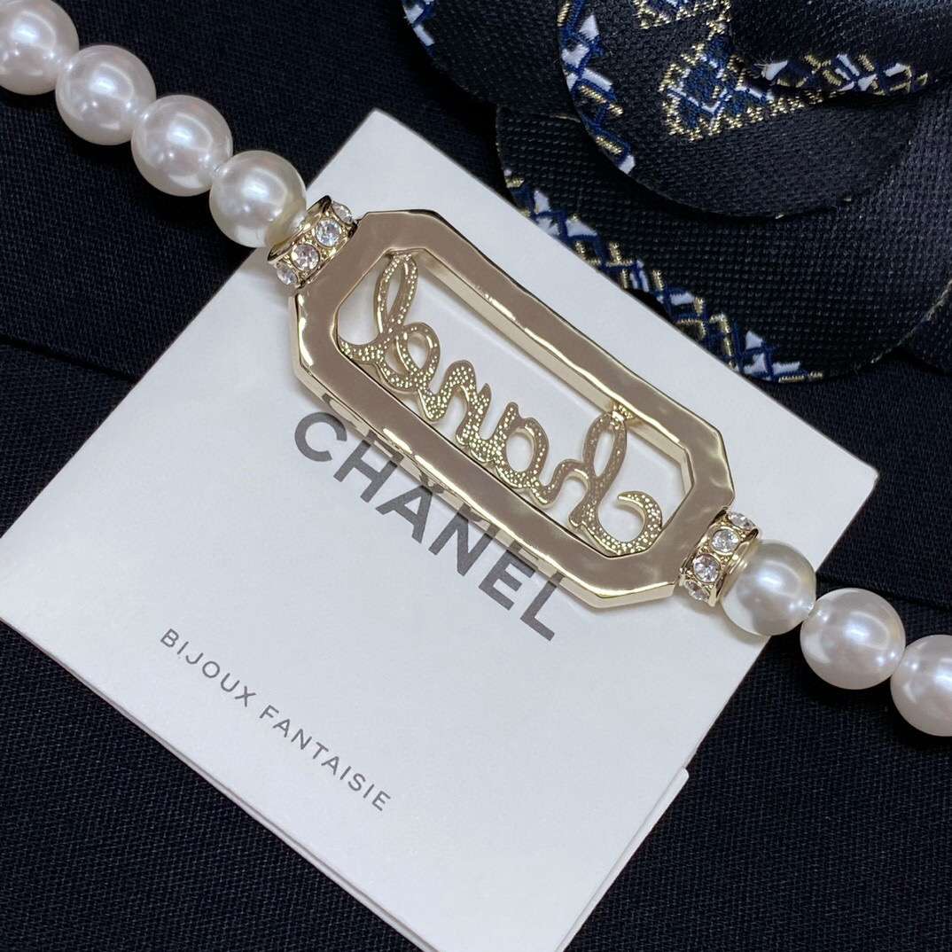 Ch**el Letter Necklace White For Women