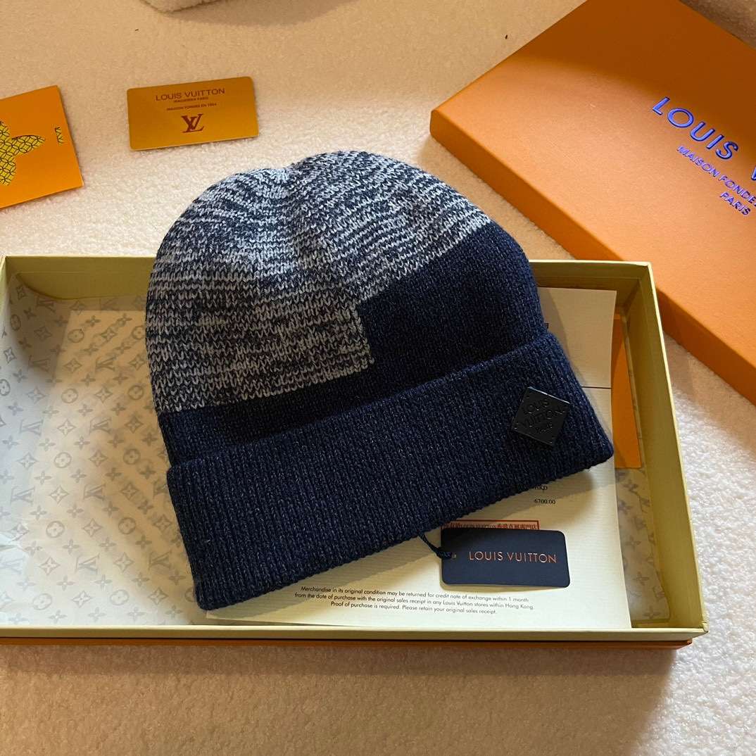 L0vis Vvtt0n Neo Petit Damier Beanie Dark Blue For Women