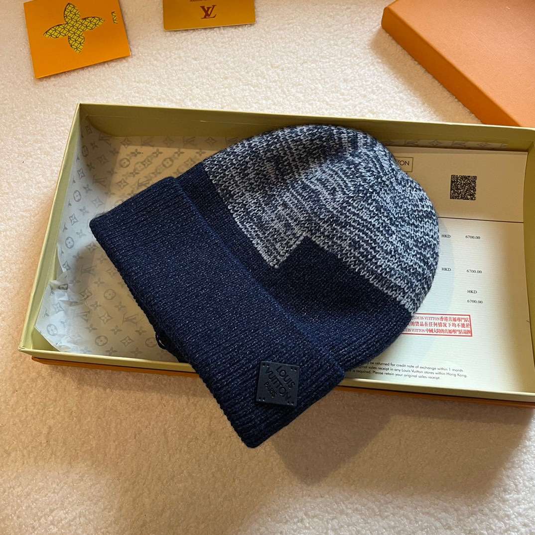 L0vis Vvtt0n Neo Petit Damier Beanie Dark Blue For Women