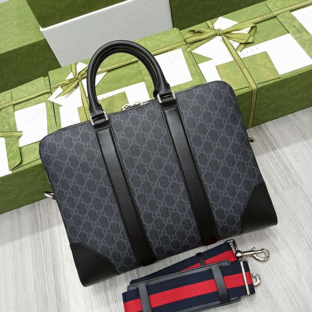 Gvc*1 Black Briefcase GG Grey For Men 36cm / 12.2in 474135 K5RLN 1095