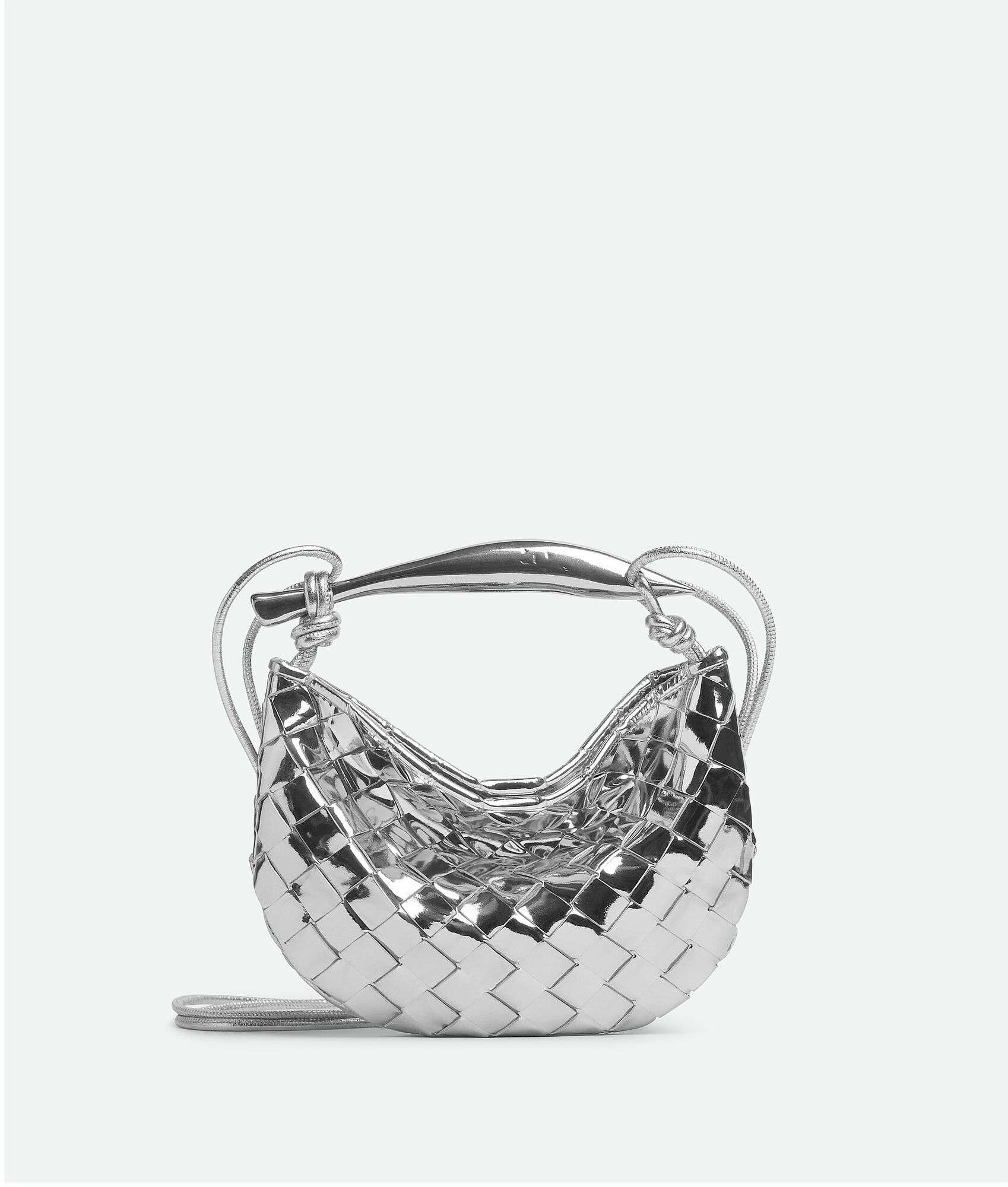 B0tt*ga Ven*ta Mini Sardine Silver Bag 744267V3QM28140- 7.9 Inches/ 20 Cm