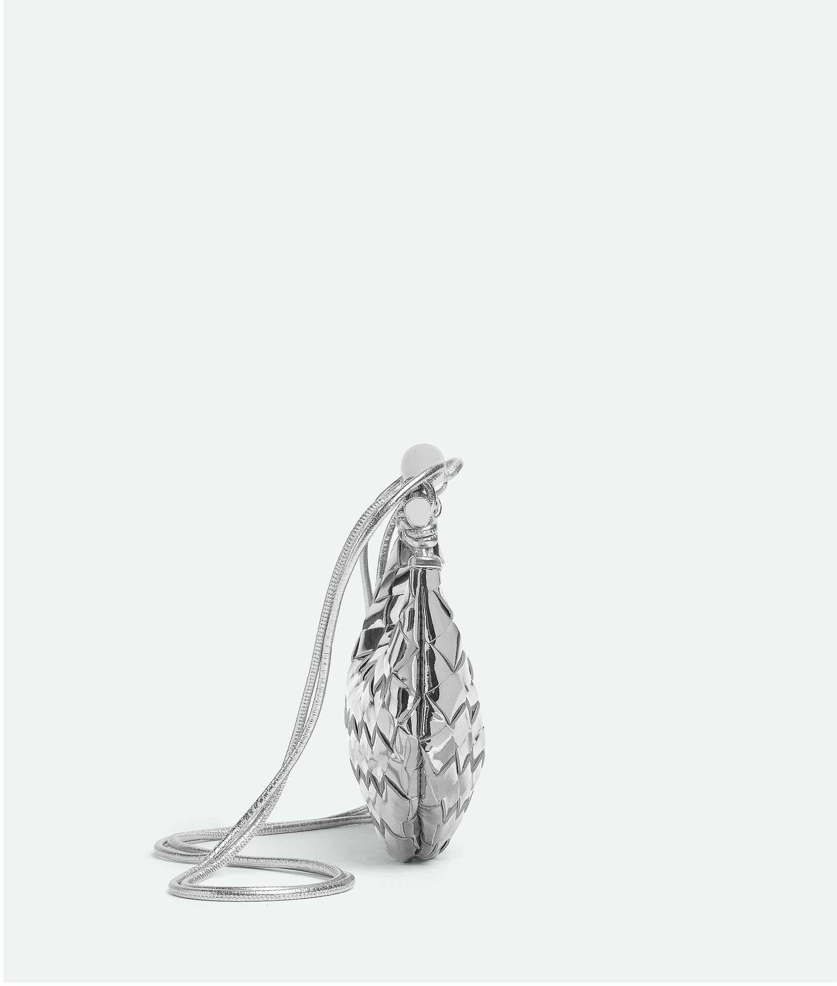 B0tt*ga Ven*ta Mini Sardine Silver Bag 744267V3QM28140- 7.9 Inches/ 20 Cm