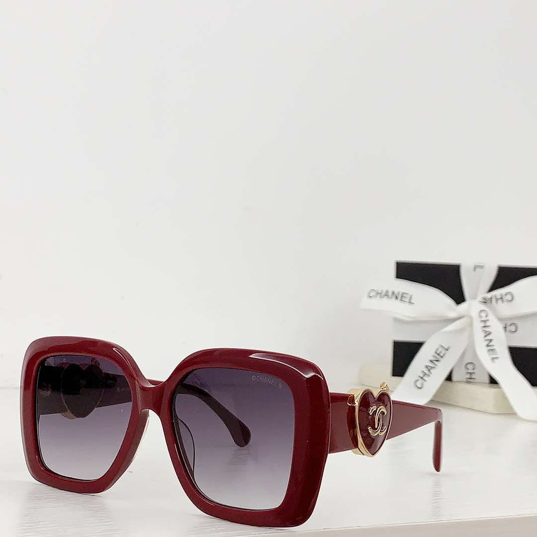 Ch**el Square Heart CC Sunglasses Red For Women