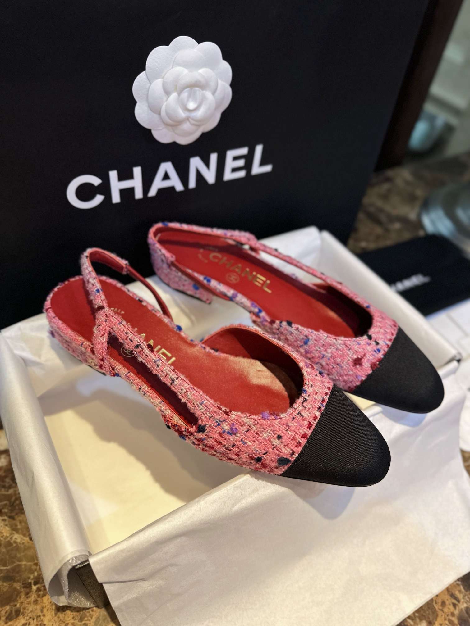 Ch**el Woolen Lat Lace Up Sandals Dark Pink For Women