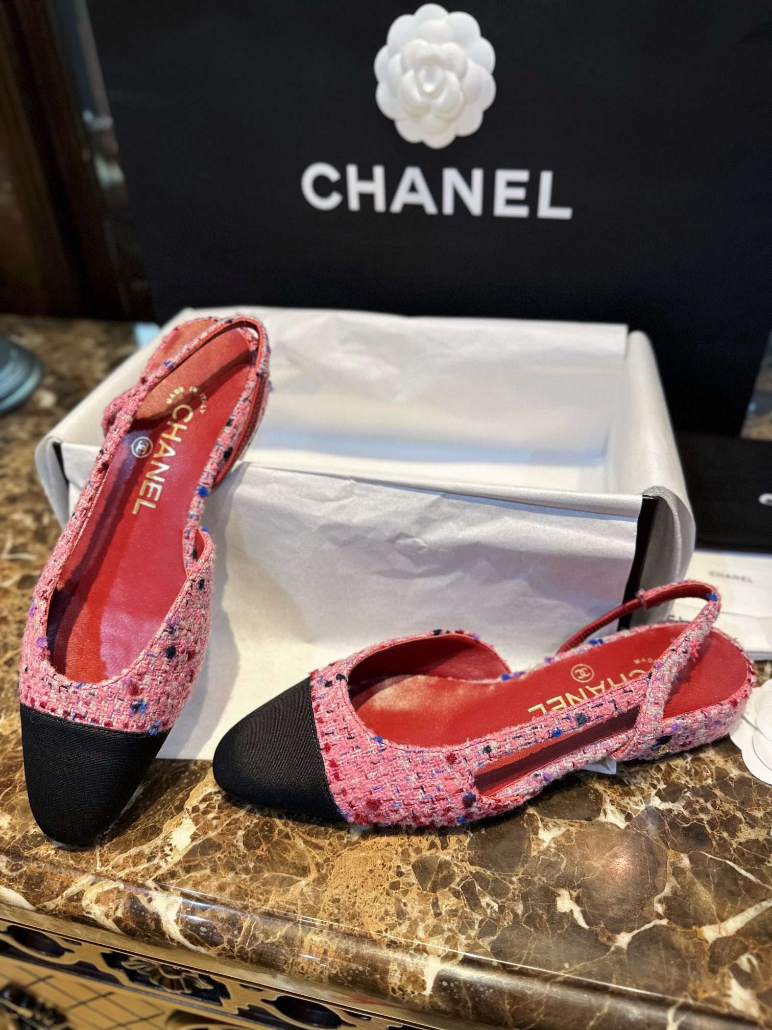 Ch**el Woolen Lat Lace Up Sandals Dark Pink For Women