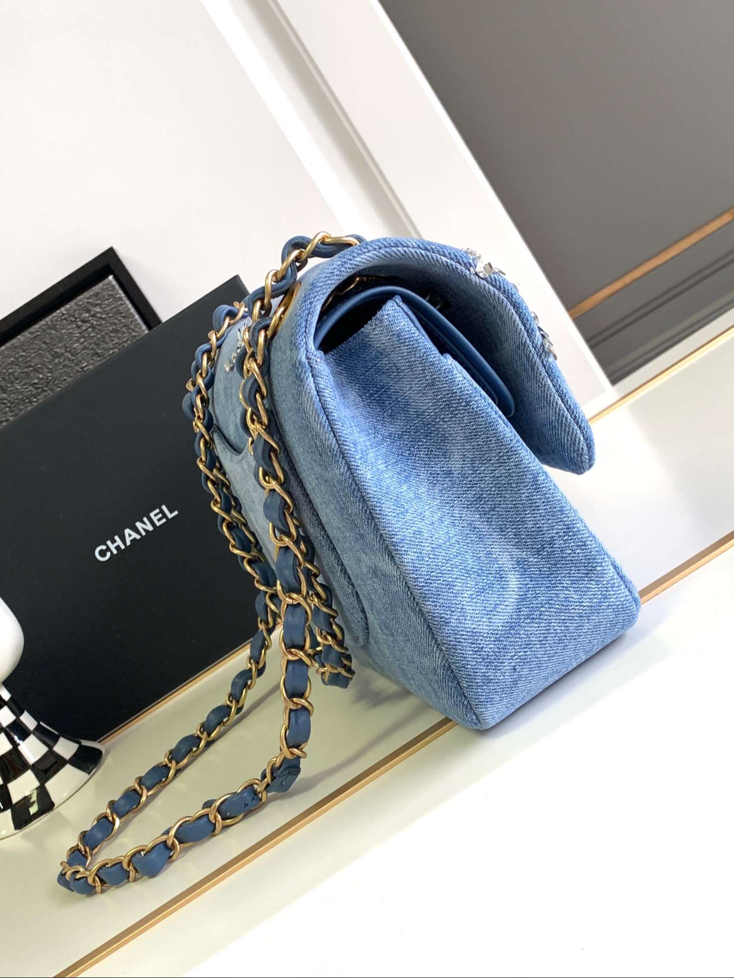 Ch**el Classic Handbags Blue For Women 25.5cm / 9.9in A01112