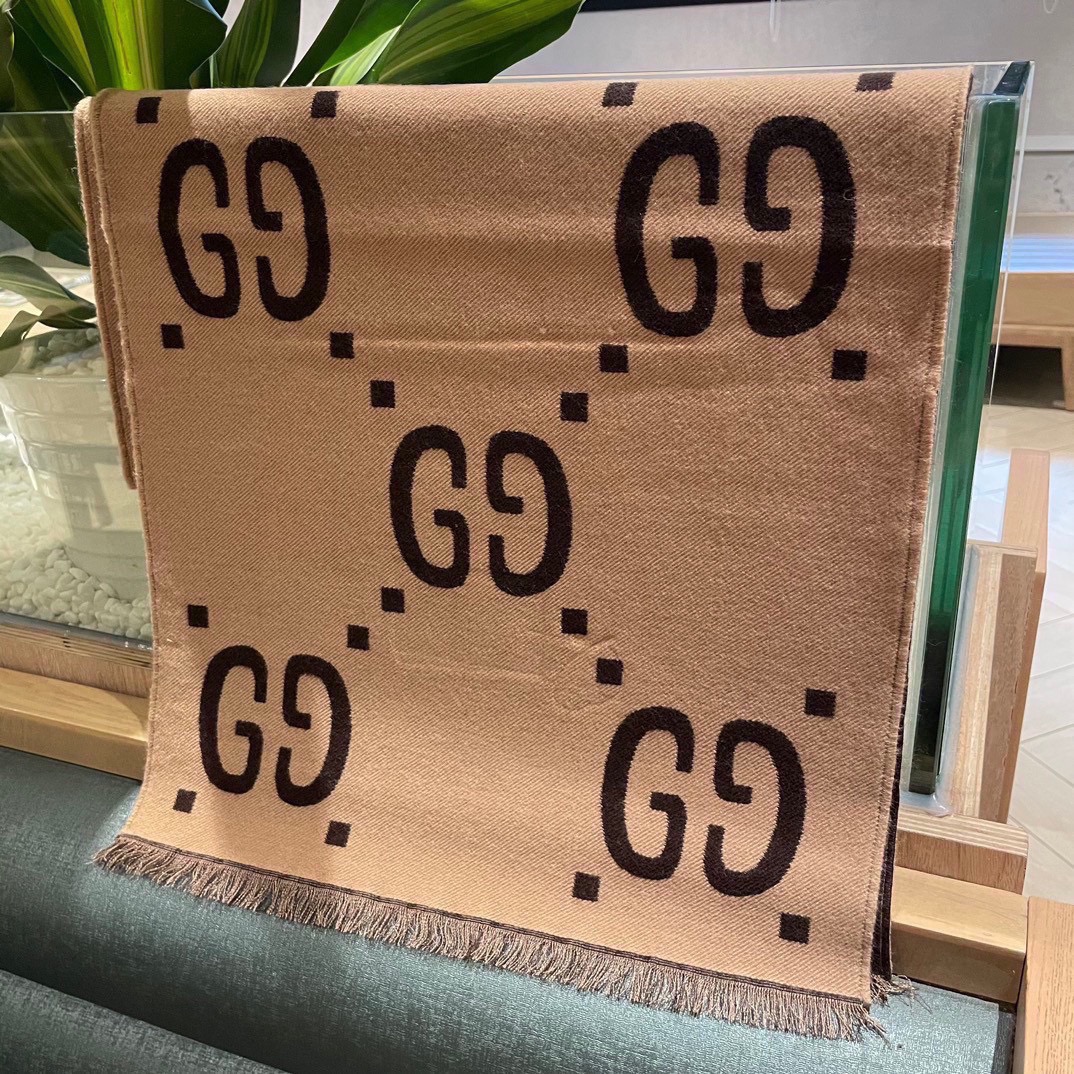 Gvc*1 Wool Silk Scarf Beige For Women