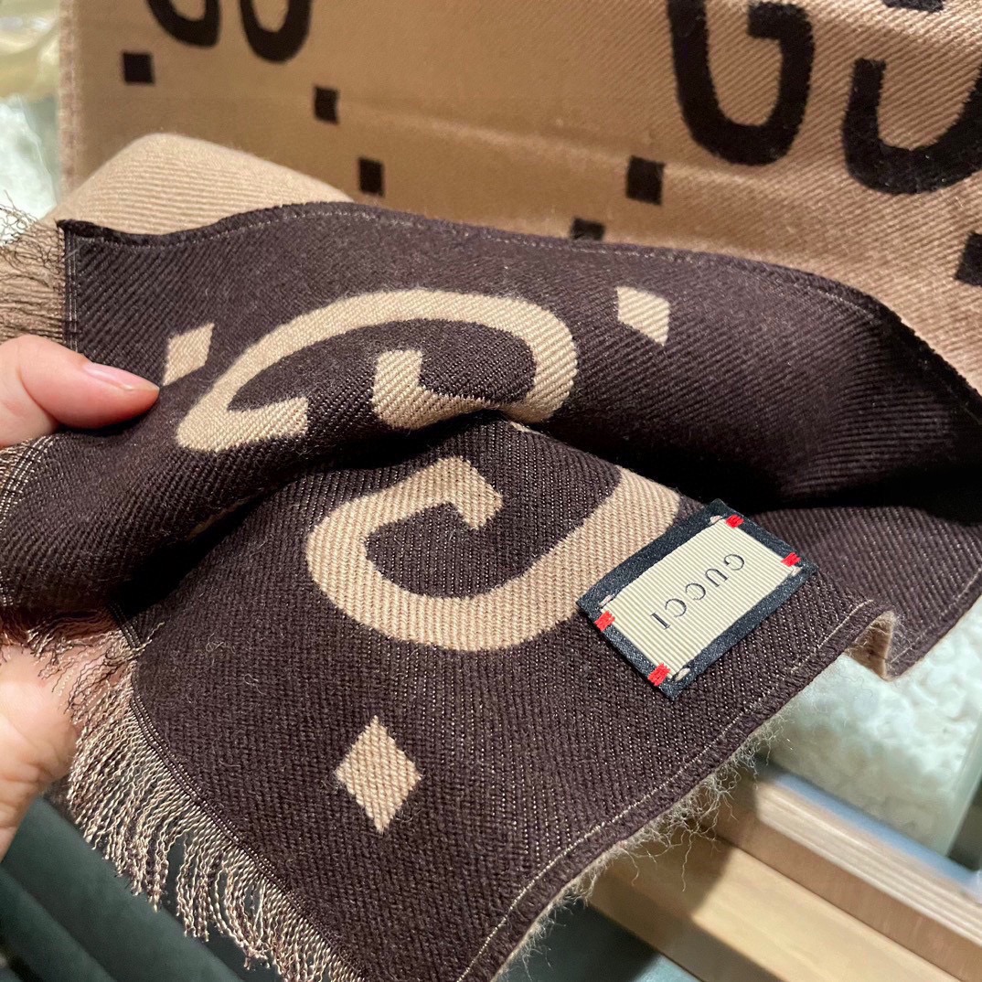 Gvc*1 Wool Silk Scarf Beige For Women