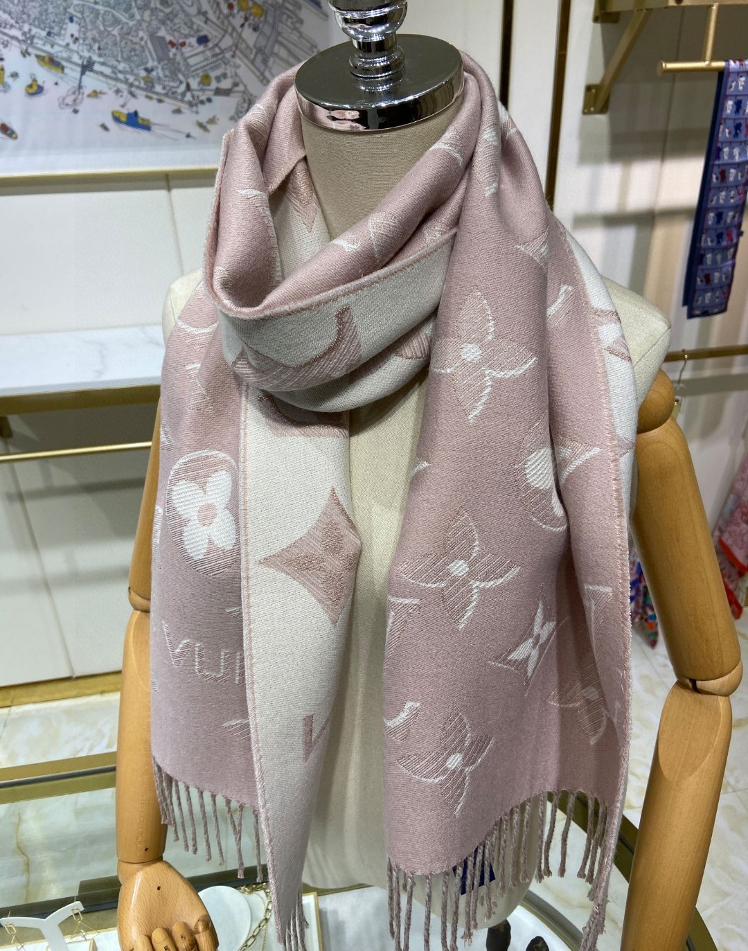 L0vis Vvtt0n Double Sided Long Scarf Pink For Women