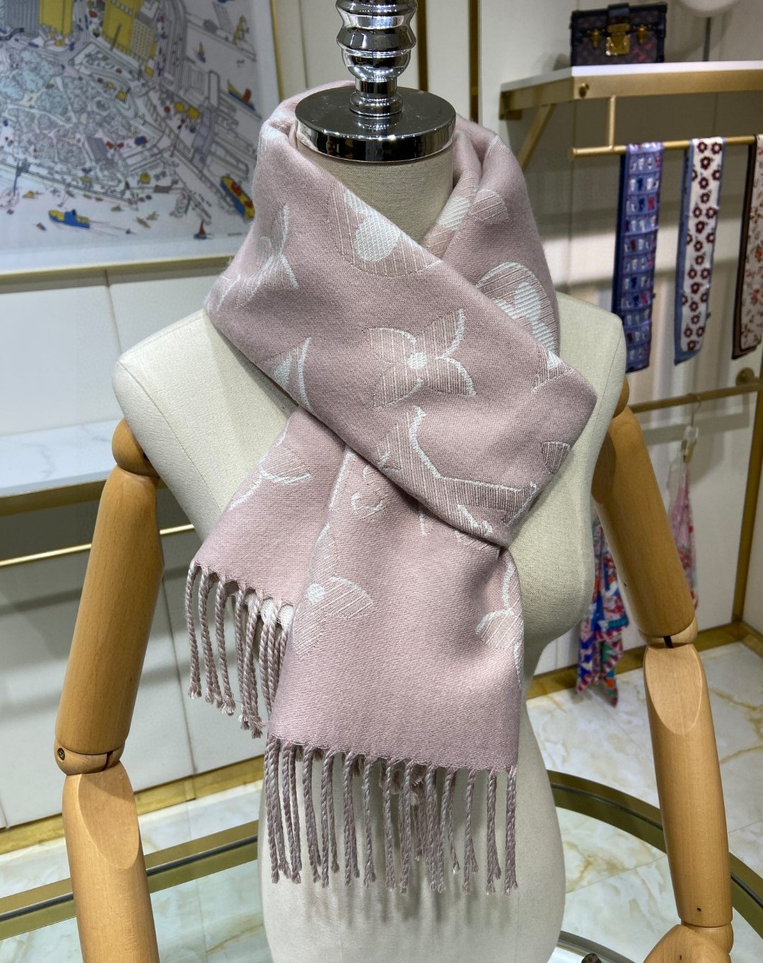 L0vis Vvtt0n Double Sided Long Scarf Pink For Women