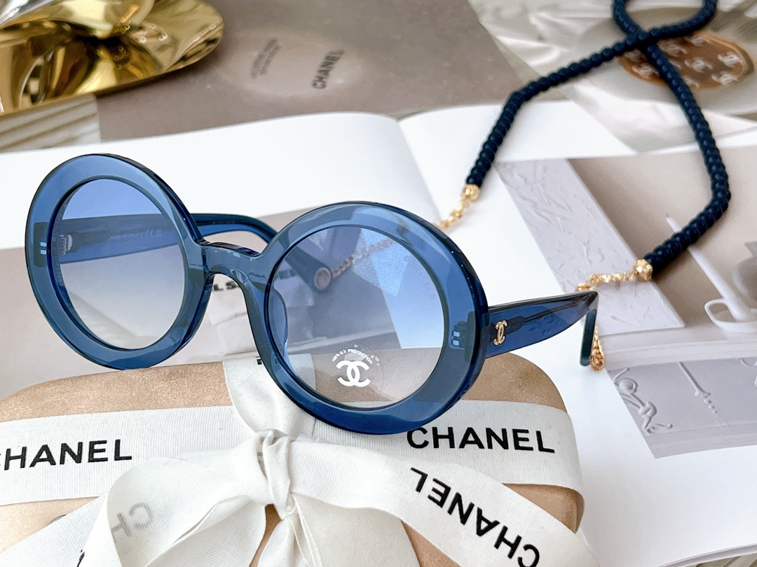 Ch**el Round Sunglasses Blue For Women