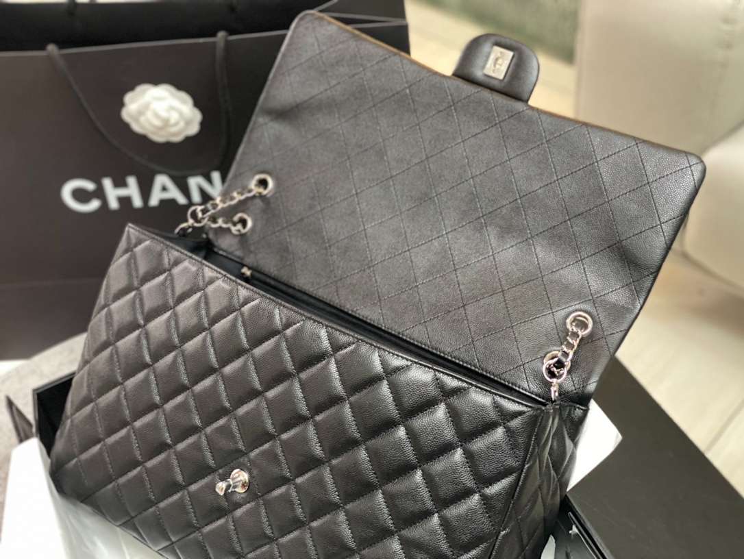 Ch**el Maxi Jumbo XL Classic Bag Black For Women 35cm/13.8in