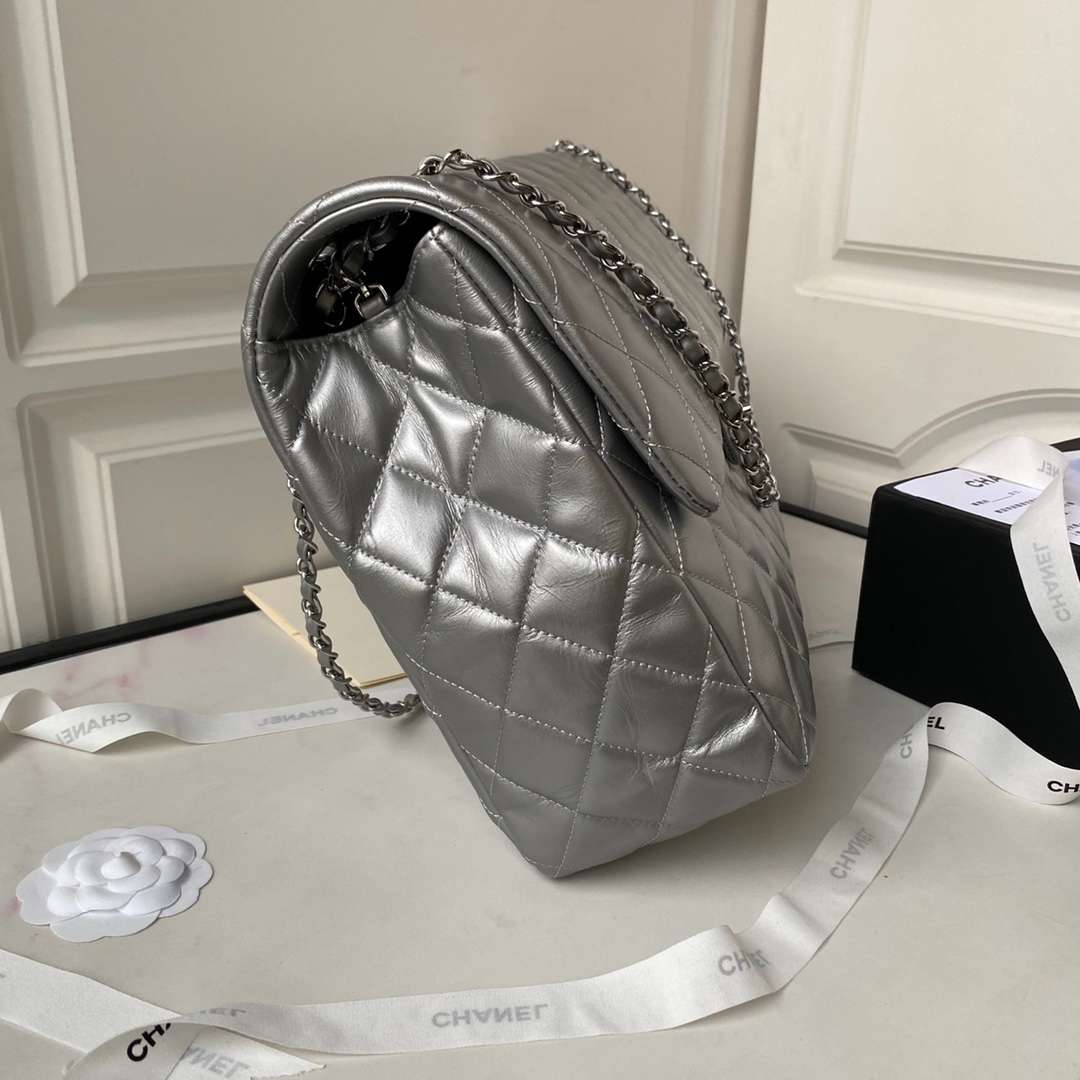 Ch**el Maxi Jumbo XL Classic Bag Grey For Women 35cm/13.8in