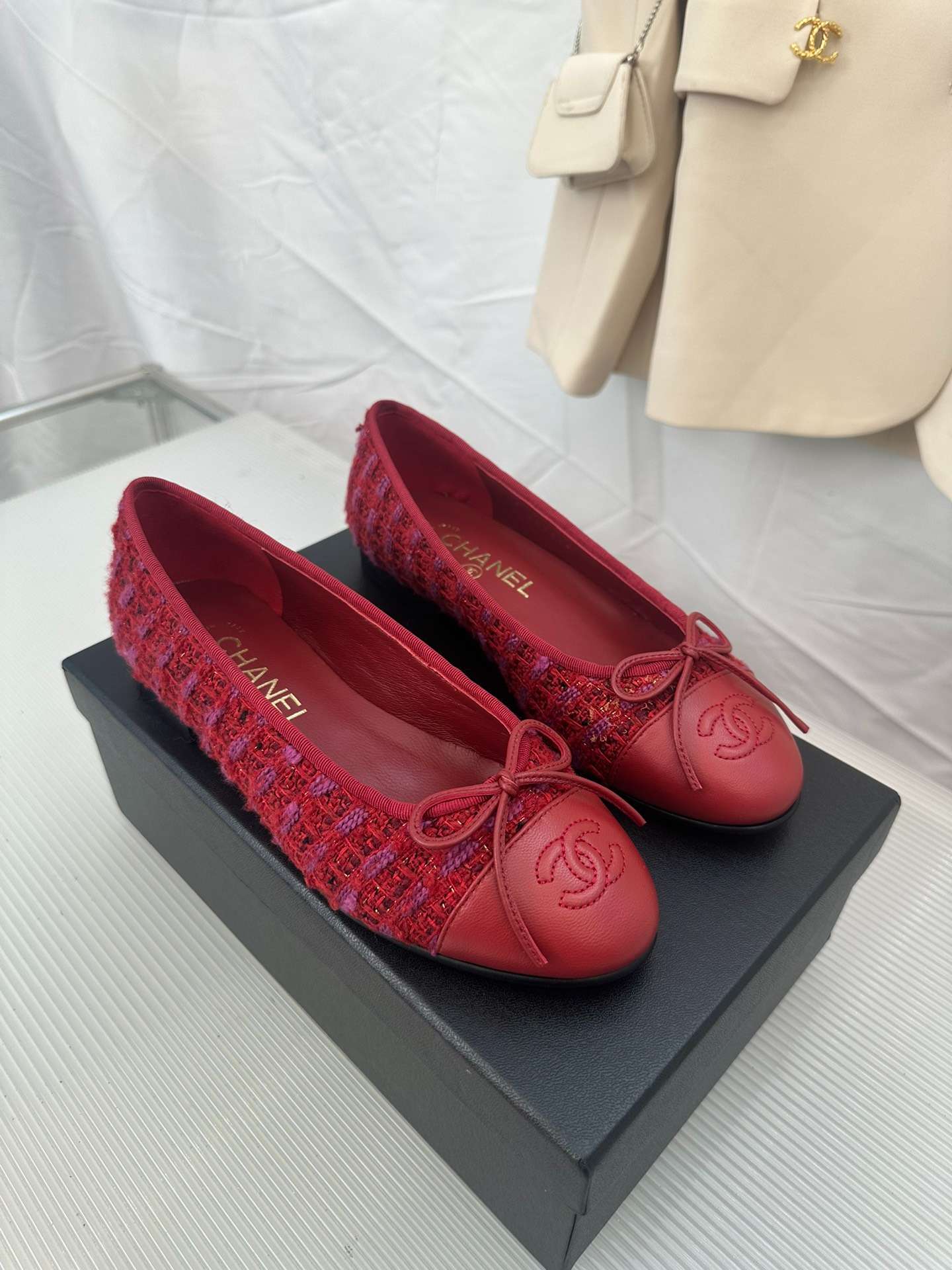 Ch**el Ballerina Logo Ballet Red For Women