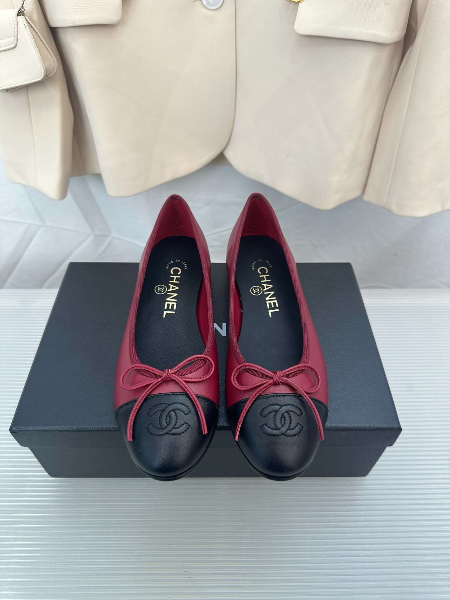Ch**el Ballerina Logo Ballet Burgundy For Women