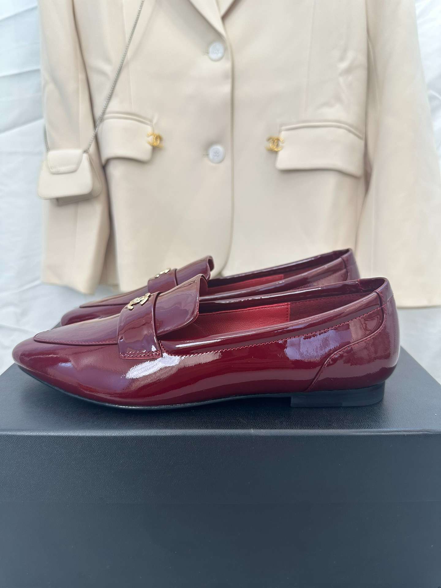 Ch**el Goddess Loafers Burgundy For Women