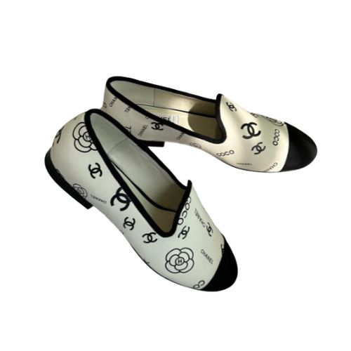 Ch**el Interlocking CC Logo Ballet Flats White For Women