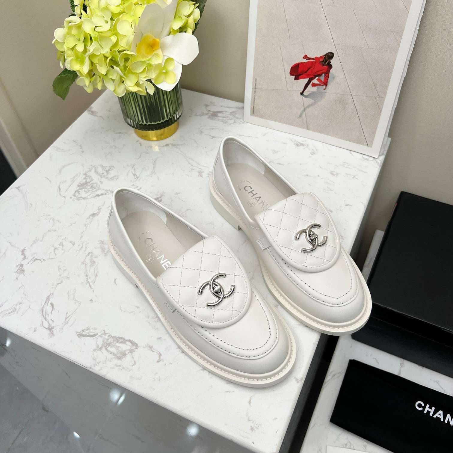 Ch**el Moccasins White For Women 36 EU – 5 US – 23 Cm – 9.05 In