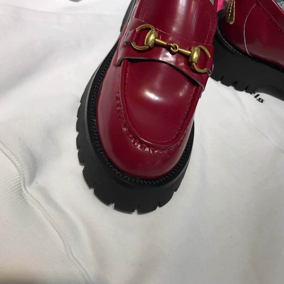 Gvc*1 Lug Sole Horsebit Accent Loafers Burgundy For Women