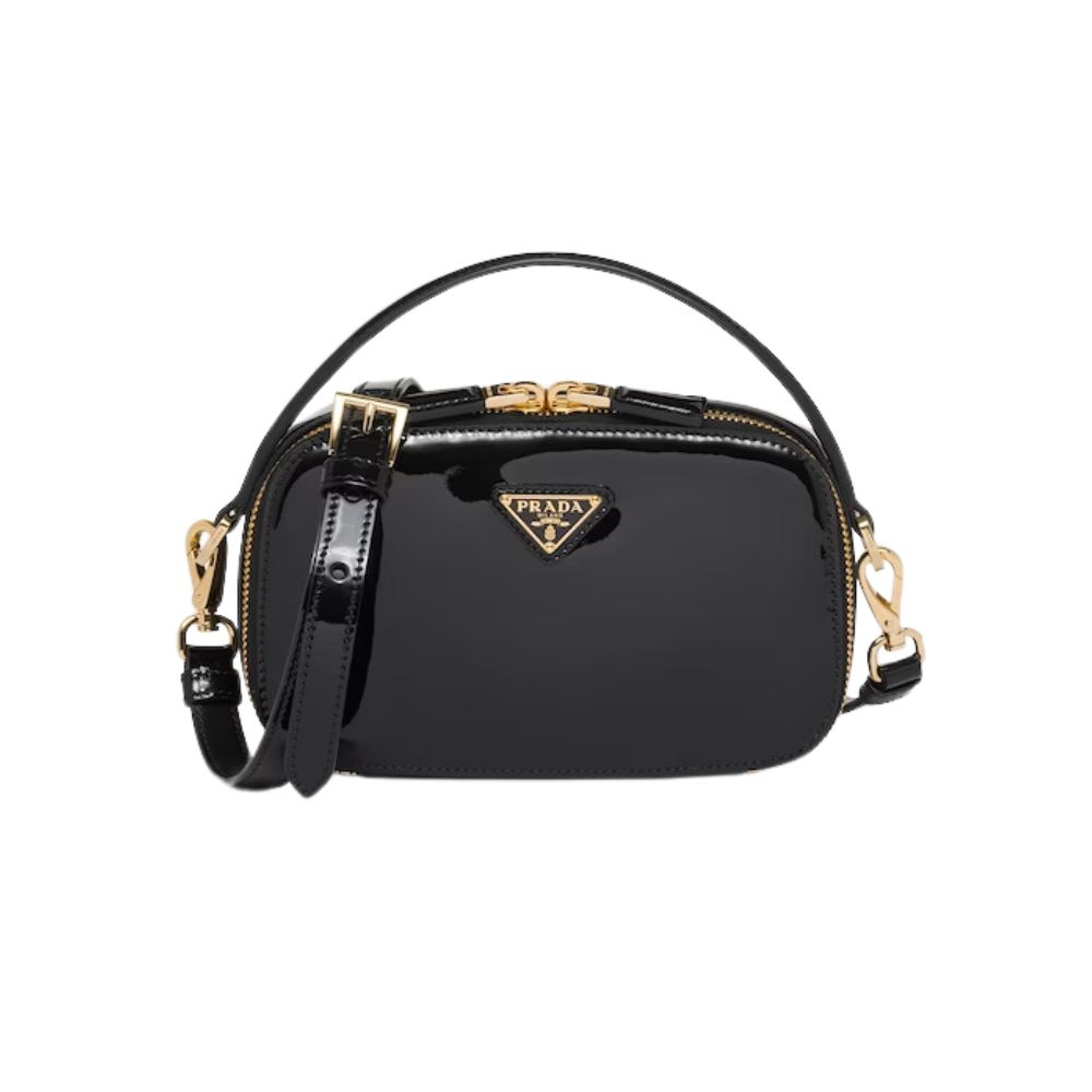 Pra*a Odette Patent Leather Mini-Bag Black For Women 1BH206_069_F03KJ_V_OVM – 6.8 Inches / 17.5 Cm