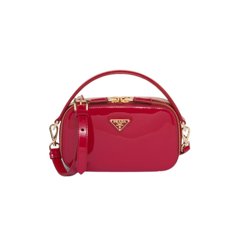 Pra*a Odette Patent Leather Mini-Bag Cherry Red For Women 1BH206_069_F0E06_V_OVM – 6.8 Inches / 17.5 Cm