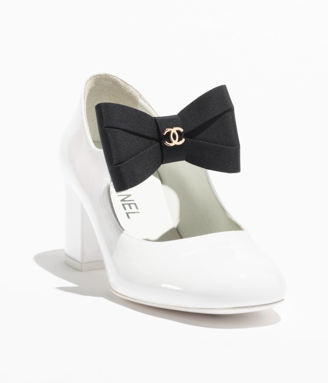 Ch**el Mary Janes White And Black For Women- G45356 B15113 NT688