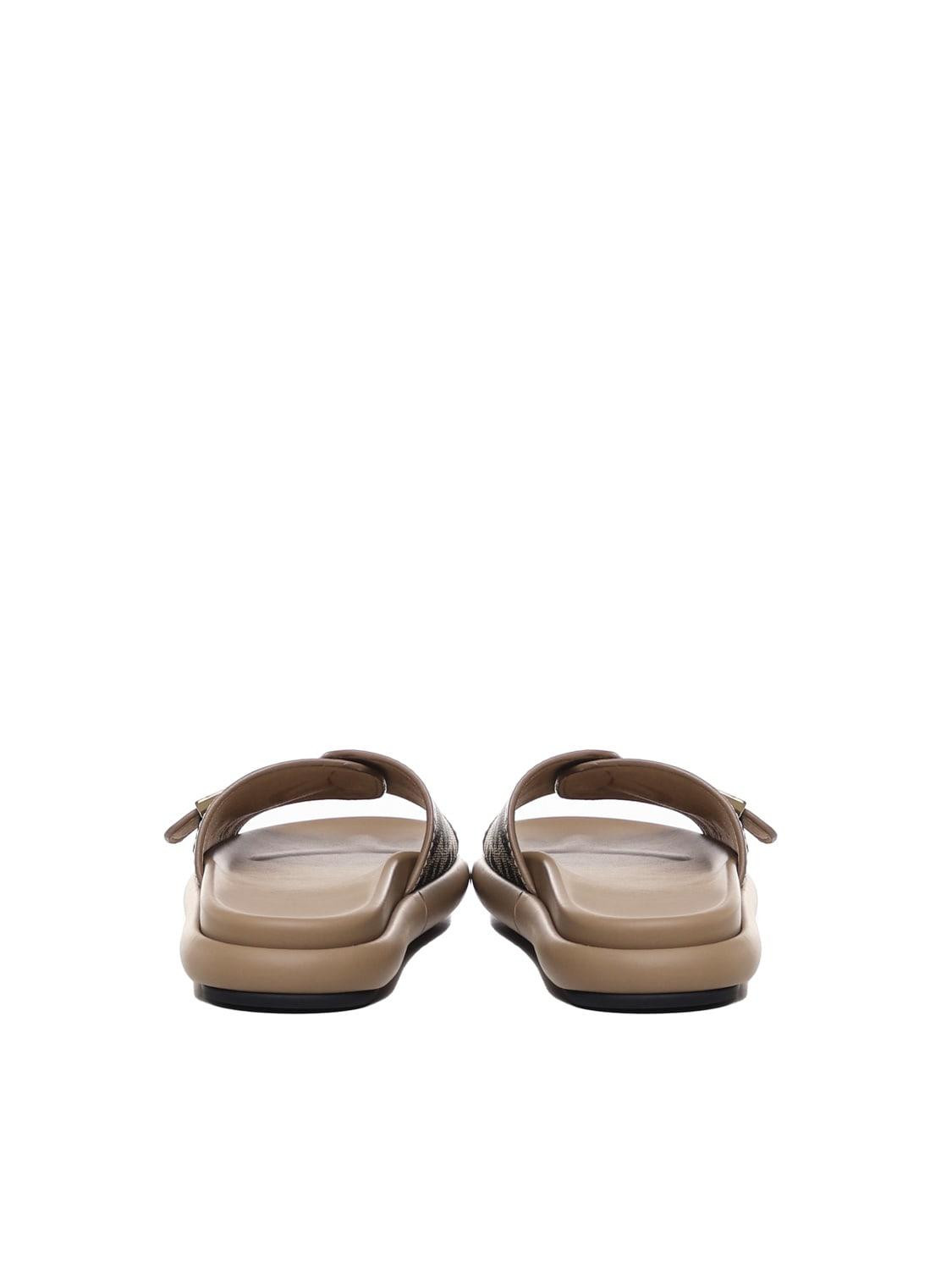 Feel Brown Fabric Slides For Women- 8X8404AJZFF1ICN