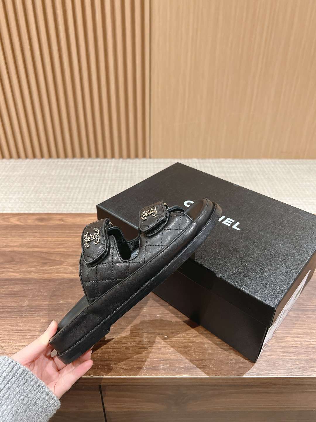 Ch**el Sandals With Ch**el Logo Black For Women
