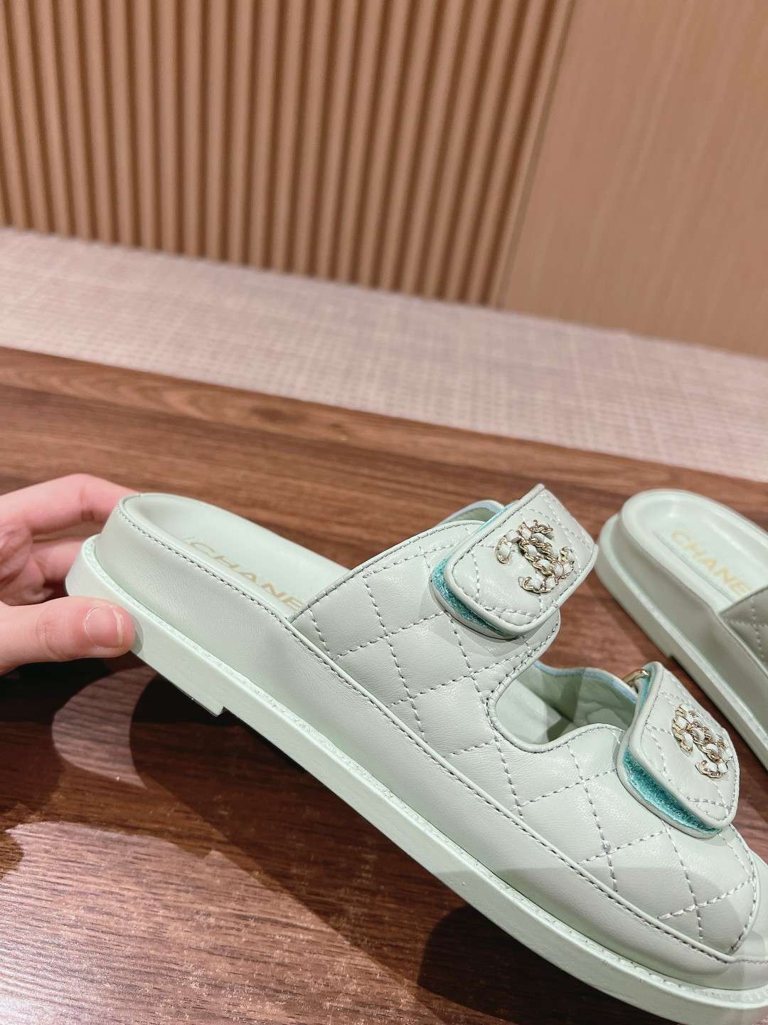Ch**el Sandals With Ch**el Logo Jade Green For Women
