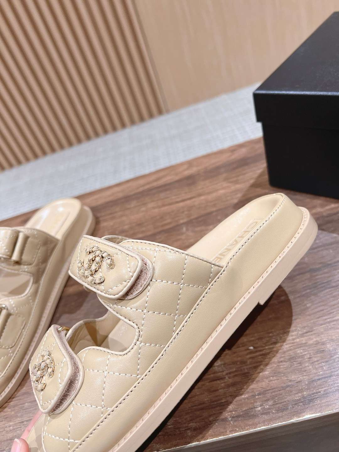 Ch**el Sandals With Ch**el Logo Beige For Women
