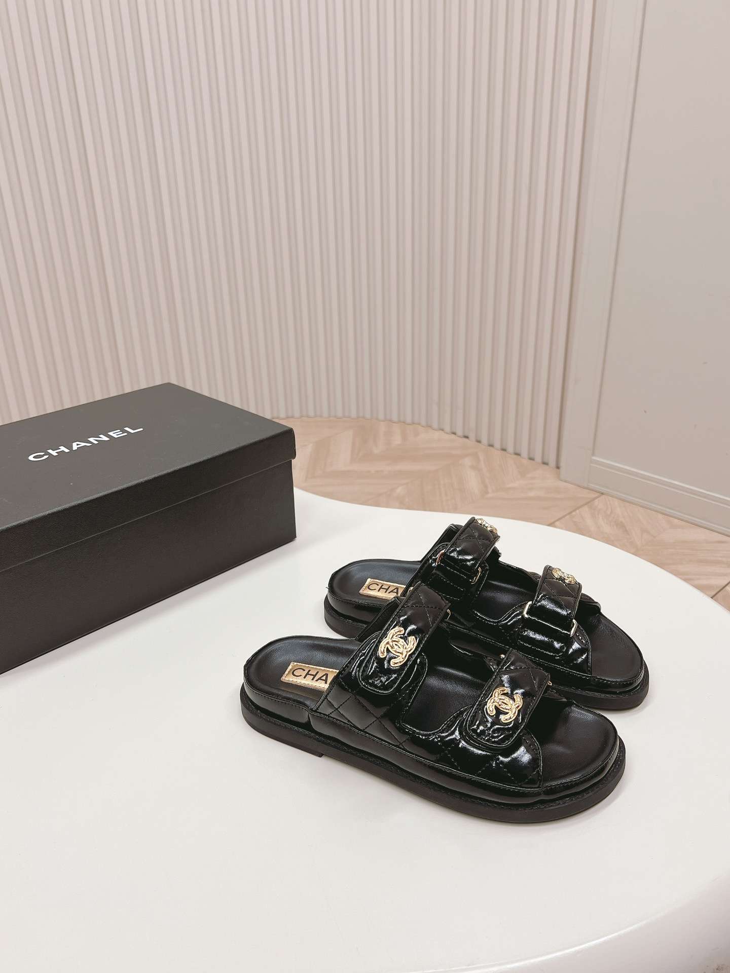 Ch**el Sandals With Ch**el Logo Black For Women