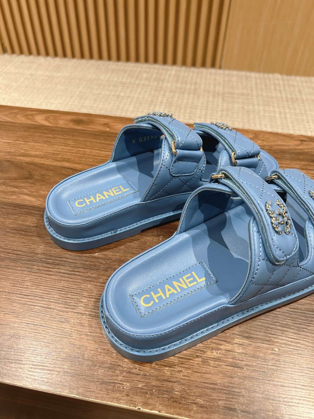 Ch**el Sandals With Ch**el Logo Blue For Women