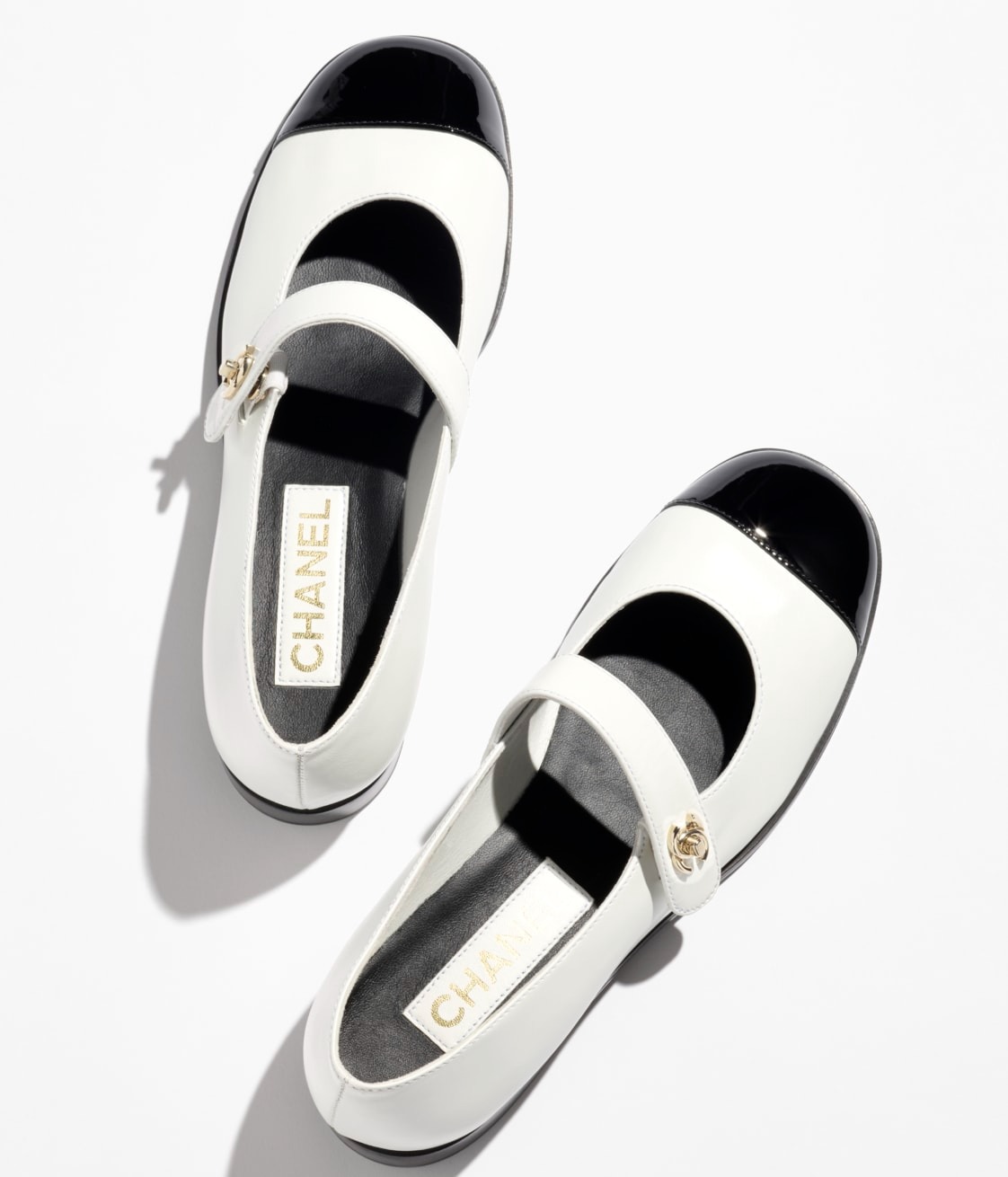 Ch**el Mary Janes White And Black For Women – G45280 B15786 NT981