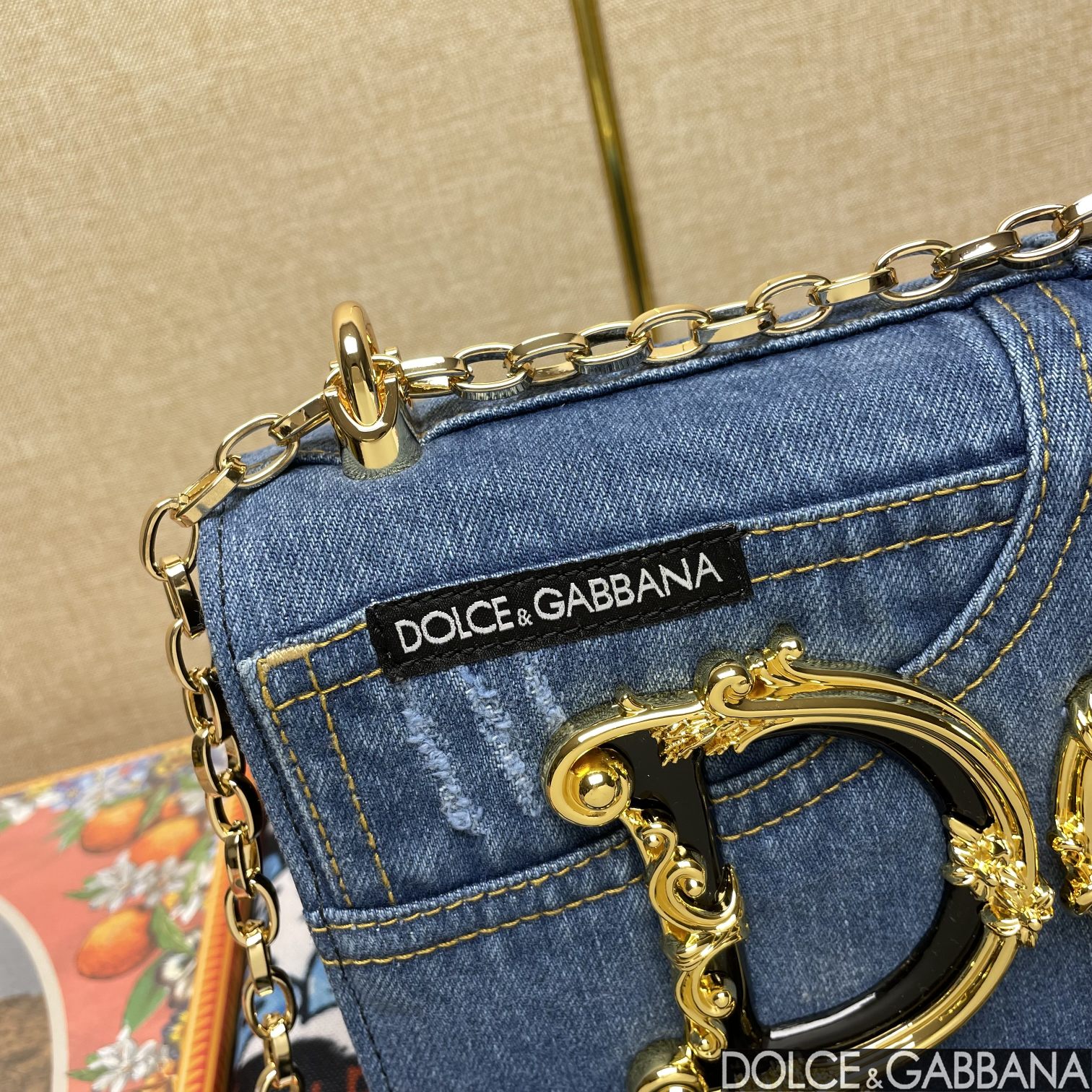 Dolce & Gabbana Girls Bag In Patchwork Denim And Plain Blue For Women 8.3in/21cm