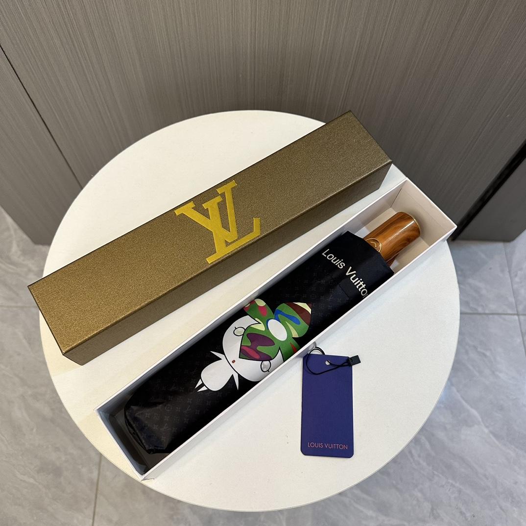 L0vis Vvtt0n Automatic Folding Umbrella Black