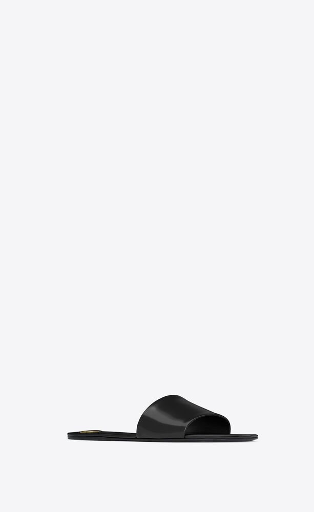 Sa1nt Lau*nt Carlyle Slides In Glazed Black For Women 783319AAAZY1000